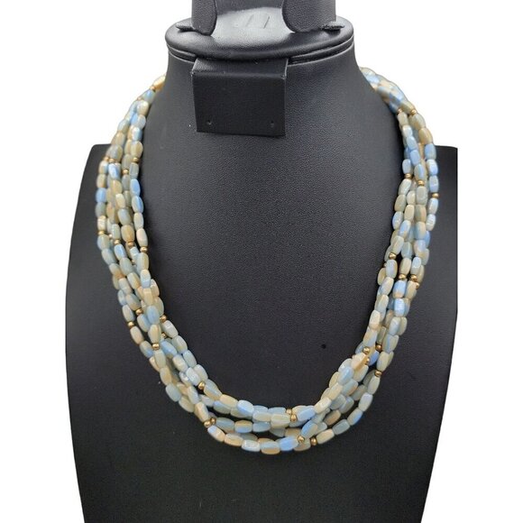 Crown Trifari Jewelry - Crown Trifari Made In France Necklace Multistrand Glass Gold Tone Beads 20" Rare